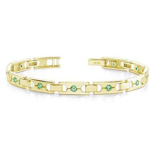 2.50 Ct Round Cut Green Emeralds Single Buckle Link Bracelet Yg 14K