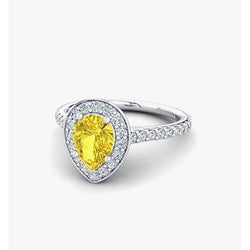 2.50 Ct Yellow Sapphire And Diamonds Anniversary Ring White Gold 14K