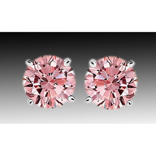 2.51 Carats Pink Sapphire Stud Earrings Round