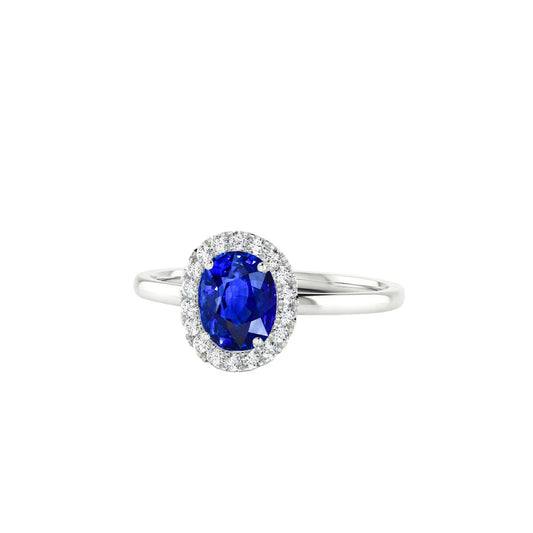 2.60 Carats Sapphire With Diamond Ring White Gold 14K