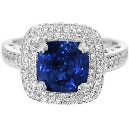 2.60 Ct Ceylon Sapphire And Diamond Ring Gold White 14K