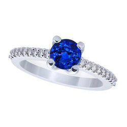 2.70 Carats Ceylon Sapphire And Natural Earth Mined Diamonds Wedding Ring