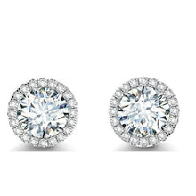 2.70 Carats Round Cut Diamond Stud Halo Earring White Gold 14K