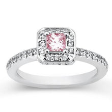 2.75 Carats Princess Pink Sapphire Halo Ring White Gold 14K Gemstone