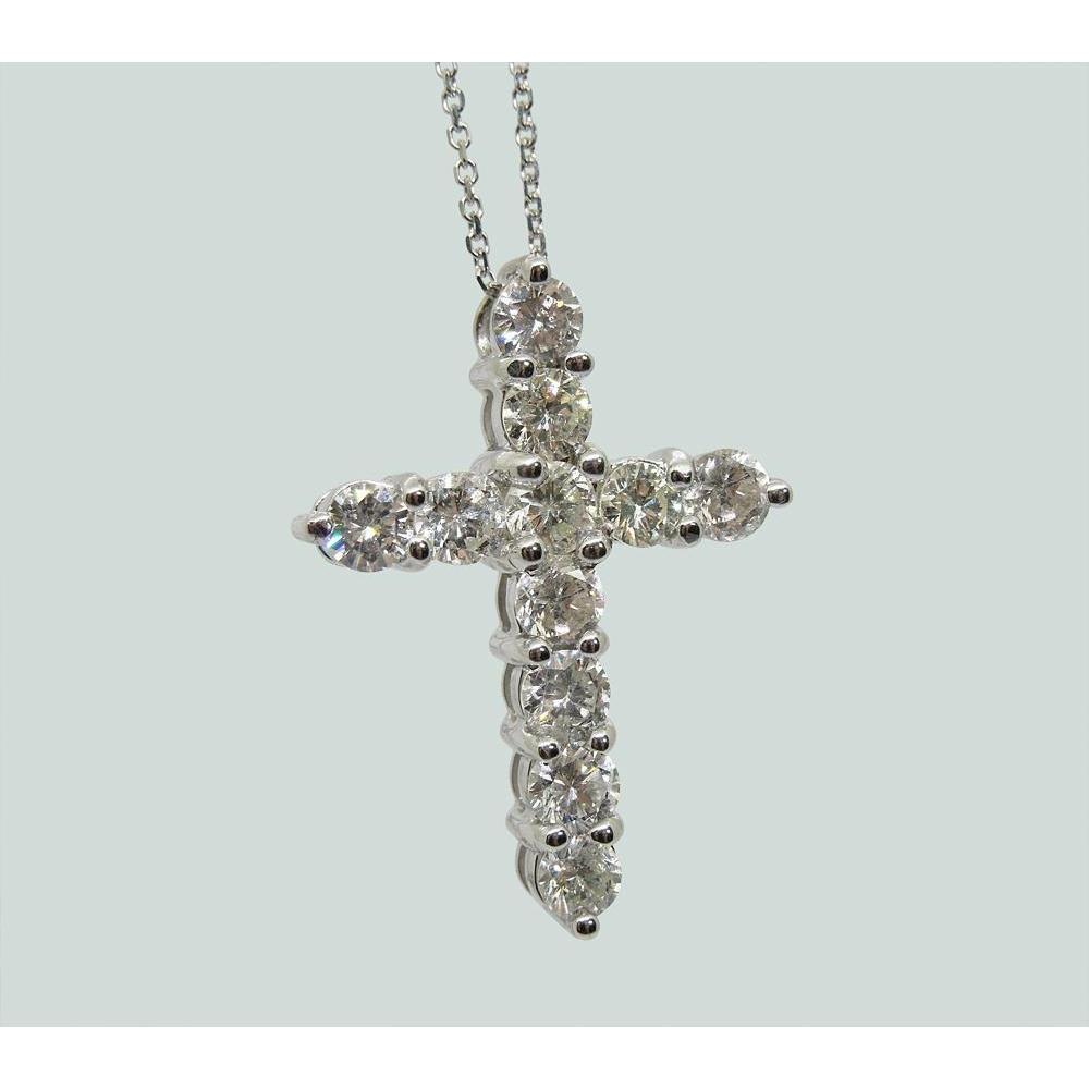 2.75 Ct Round Cut Diamond Cross Necklace Pendant