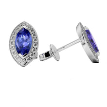 2.76 Carats Blue Tanzanite With Diamond Stud Earrings White Gold 14K