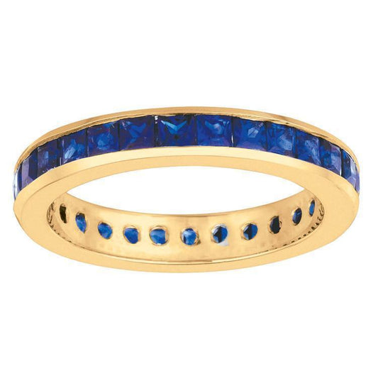 2.80 Carats Princess Blue Sapphire Eternity Band Solid Gold 14K