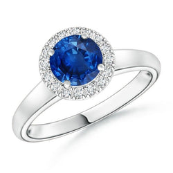 2.80 Ct Solitaire With Accents Ceylon Sapphire Natural Earth Mined Diamonds Ring WG 14K