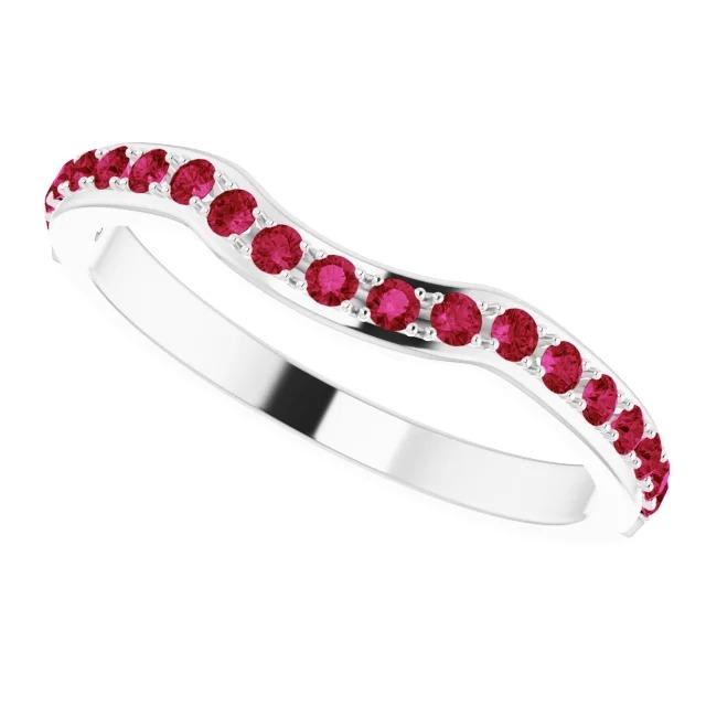 2.85 Carats Ring Freeform Shank Ruby Stones White Gold 14K