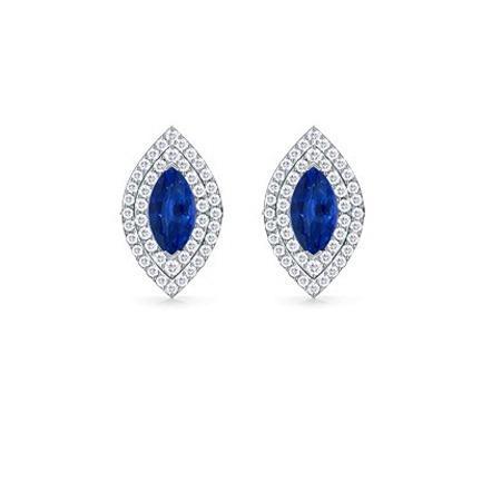 2.90 Ct Sri Lanka Sapphire And Diamond Women Stud Halo Earrings