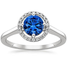 2.90 Ct Sri Lanka Sapphire Diamonds Ring Four Prong Set White Gold 14K