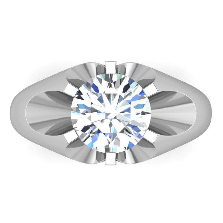 3 Carat Big Diamond Solitaire Men Ring White Gold