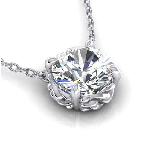 3 Carat Big Round Diamond Necklace Pendant Solid White Gold 14K