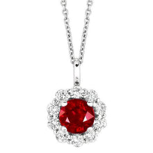 3 Carat Round Ruby & Diamond Pendant Necklace With Chain White Gold