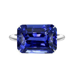 3 Carats Emerald Solitaire Sri Lankan Sapphire Ring White Gold Jewellery