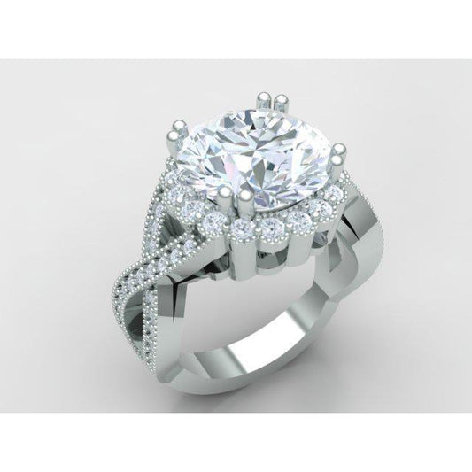 3 Carats Round Antique Style Diamond Wedding Ring Fine Jewelry