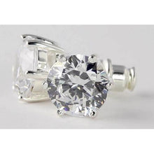 3 Carats Round Diamond Stud Earrings White Gold 14K