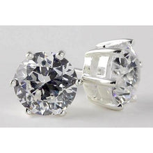 3 Carats Round Diamond Stud Earrings White Gold 14K