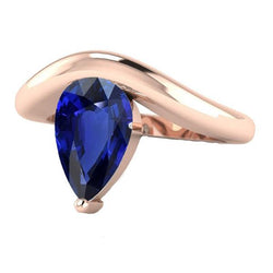 3 Carats Solitaire Pear Ceylon Sapphire Ring Women's Gemstone Jewellery
