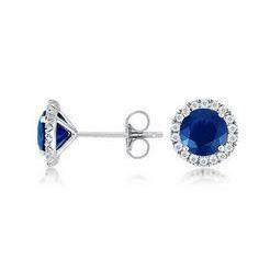 3 Ct Sri Lankan Sapphire Diamond Stud Earrings