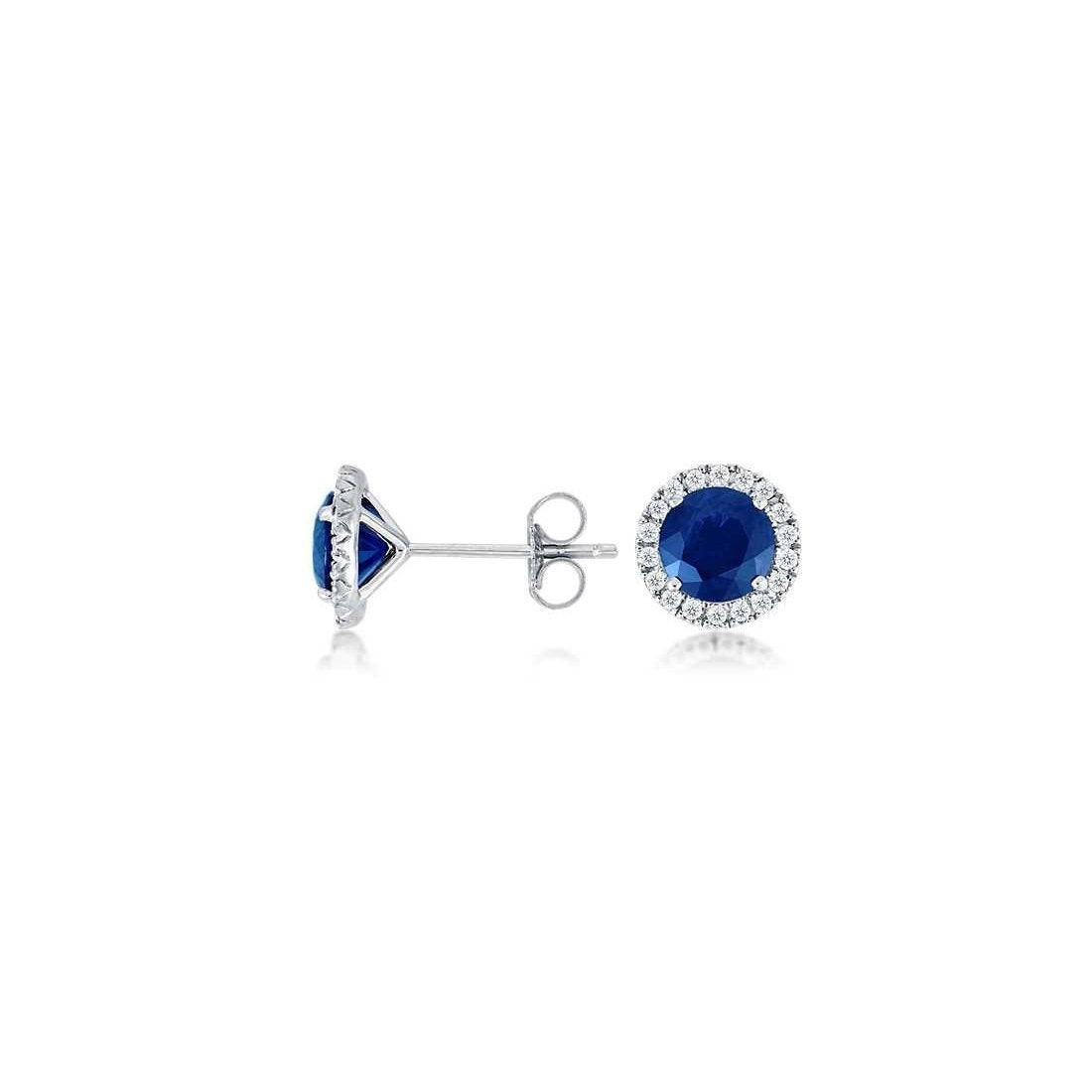 3 Ct Sri Lankan Sapphire Diamond Stud Earrings