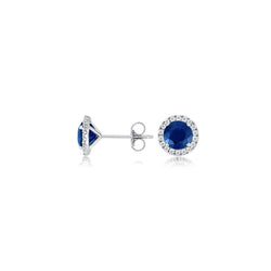 3 Ct Sri Lankan Sapphire Diamond Stud Earrings