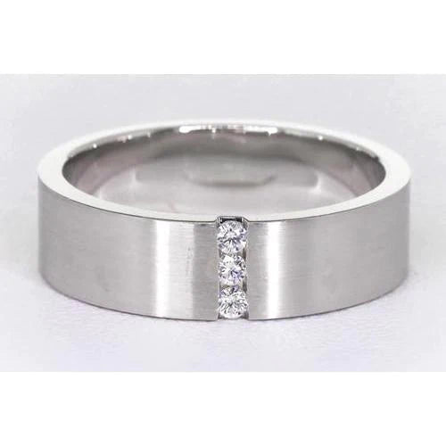 3 Diamonds Tension Set Anniversary Band Thick Shank 0.15 Carats