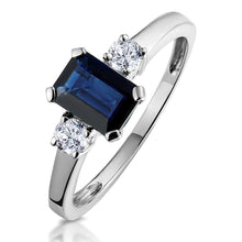 3 Stone 2.50 Carats Ceylon Sapphire Anniversary Ring White Gold 14K