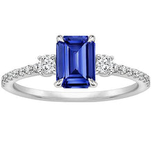 3 Stone Accented Engagement Ring Ceylon Sapphire & Diamond 4.25 Carats