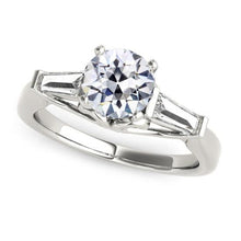 3 Stone Baguette & Round Old Miner Diamond Ring 2.50 Carats