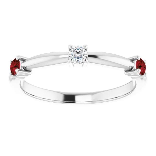 3 Stone Diamond Ring 0.90 Carats Burma Ruby Women Jewelry