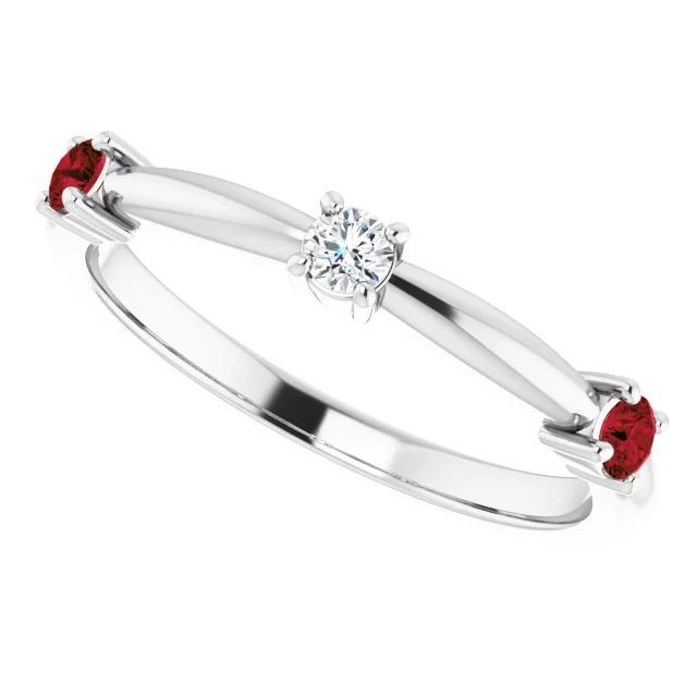 3 Stone Diamond Ring 0.90 Carats Burma Ruby Women Jewelry