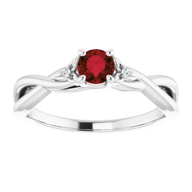 3 Stone Diamond Ruby Ring 0.54 Carats Twist Claw Prong Set Jewelry