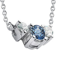 3 Stone Gemstone Pendant 1.45 Ct. Blue Diamonds 14K White Gold
