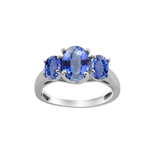3 Stone Oval Sri Lankan Sapphire 4 Ct Gemstone Ring