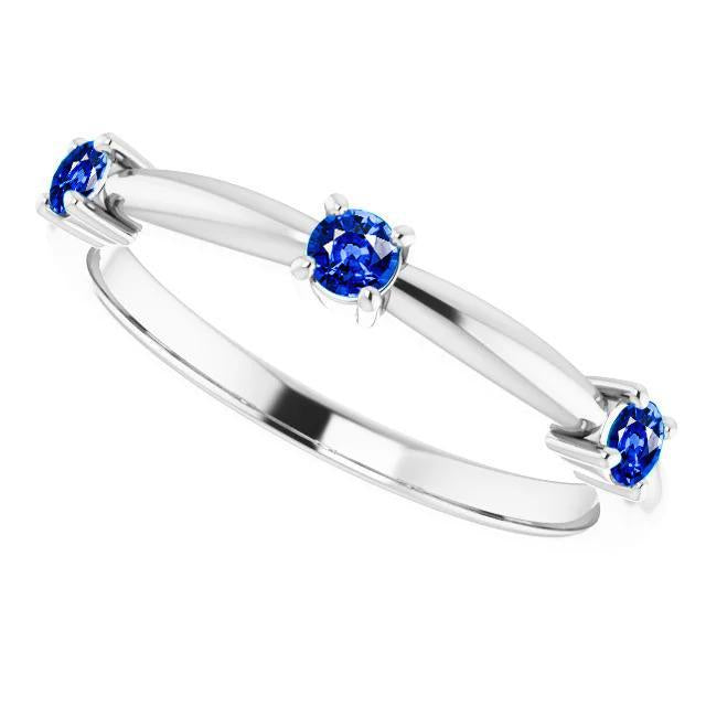 3 Stone Ring Anniversary 0.90 Carats Ceylon Sapphire Jewelry New