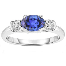 3 Stone Ring Oval And Round Cut Ceylon Sapphire & Diamond 5 Carats New