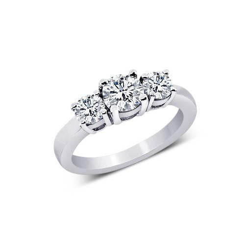 3 Stone Round Diamond 2 Carat Engagement Ring Solid Gold Jewelry