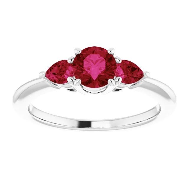 3 Stone Ruby Ring 1.50 Carats Prong Setting Ladies Jewelry
