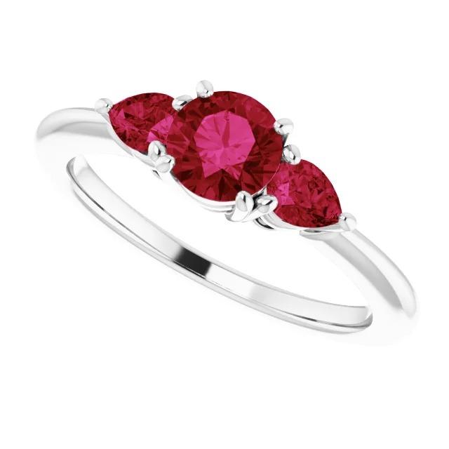 3 Stone Ruby Ring 1.50 Carats Prong Setting Ladies Jewelry