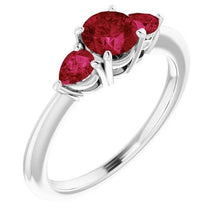 3 Stone Ruby Ring 1.50 Carats Prong Setting Ladies Jewelry
