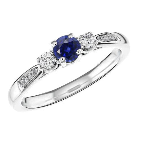 3 Stone Style Gemstone Ring Round Sri Lankan Sapphire 2 Carats