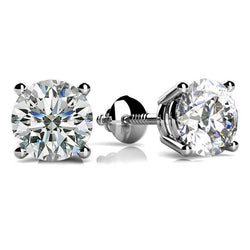 3 Carats Round Cut Diamonds Women Stud Earring White Gold 14K