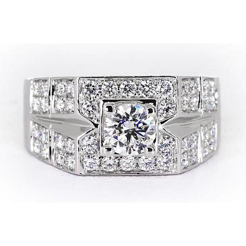 3 Carats Round Diamond Anniversary Mens Ring White Gold 14K