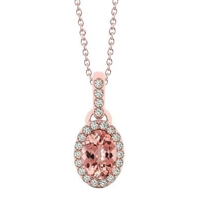 31.25 Ct Morganite And Diamonds Pendant Necklace Rose Gold