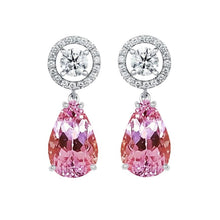 33.50 Ct Pink Kunzite And Diamonds Lady Dangle Earrings 14K Gold