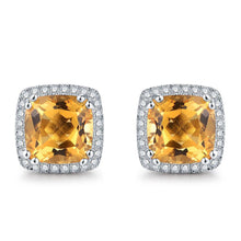 34.80 Ct Citrine And Diamonds Studs Earring White Gold 14K