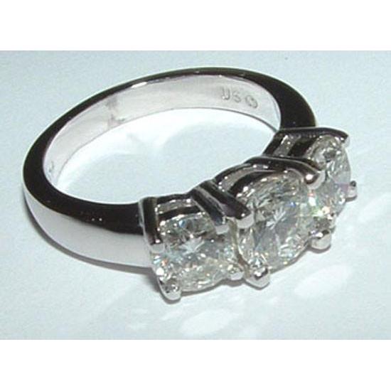 3.01 Carats Ideal Cut Genuine Three Stone Diamond Engagement Ring