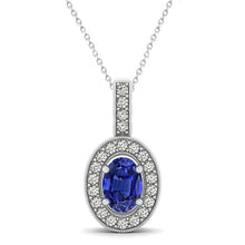 3.10 Ct Oval Tanzanite With Round Diamonds Pendant With Chain Gold