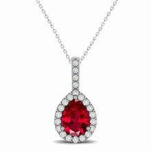 3.25 Carats Pear Ruby With Diamonds Pendant Necklace White Gold 14K